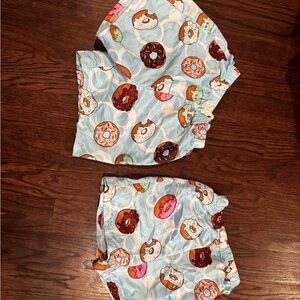 Donut Print Light Blue Shorts Set